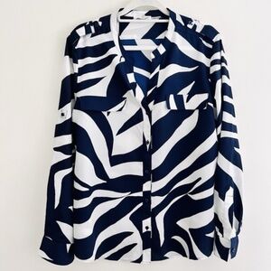 CALVIN KLEIN  Navy Blue Zebra Long Sleeve Size  XL